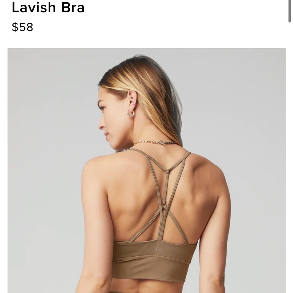 ALO YOGA Lavish Bra (Gravel Color) size XS - Picture 2 of 4